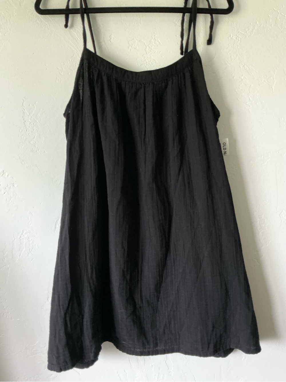 NWT Old Navy Black Cotton Gauze Tie Strap Mini Dress - Picture 3 of 7
